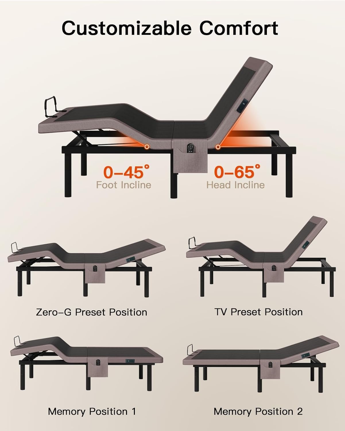 BAYCLARA Adjustable Bed Frame with Massage