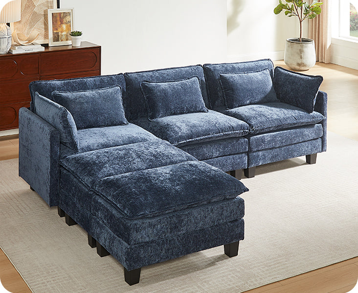BAYCLARA 111.5“ U Shaped Modular Chenille Sectional Sofa Couch