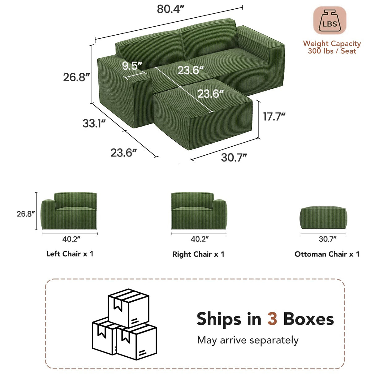 BAYCLARA Urban Nest Modular Sofa - Green