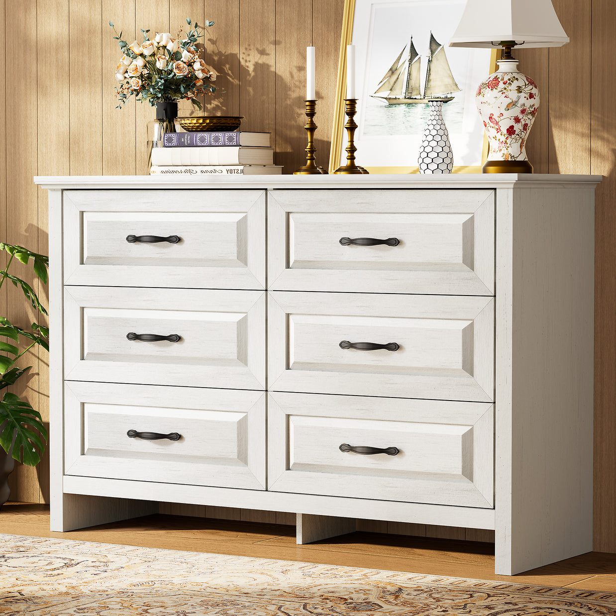 BAYCLARA Pearl White Dresser,5–8 Drawer Storage Chest