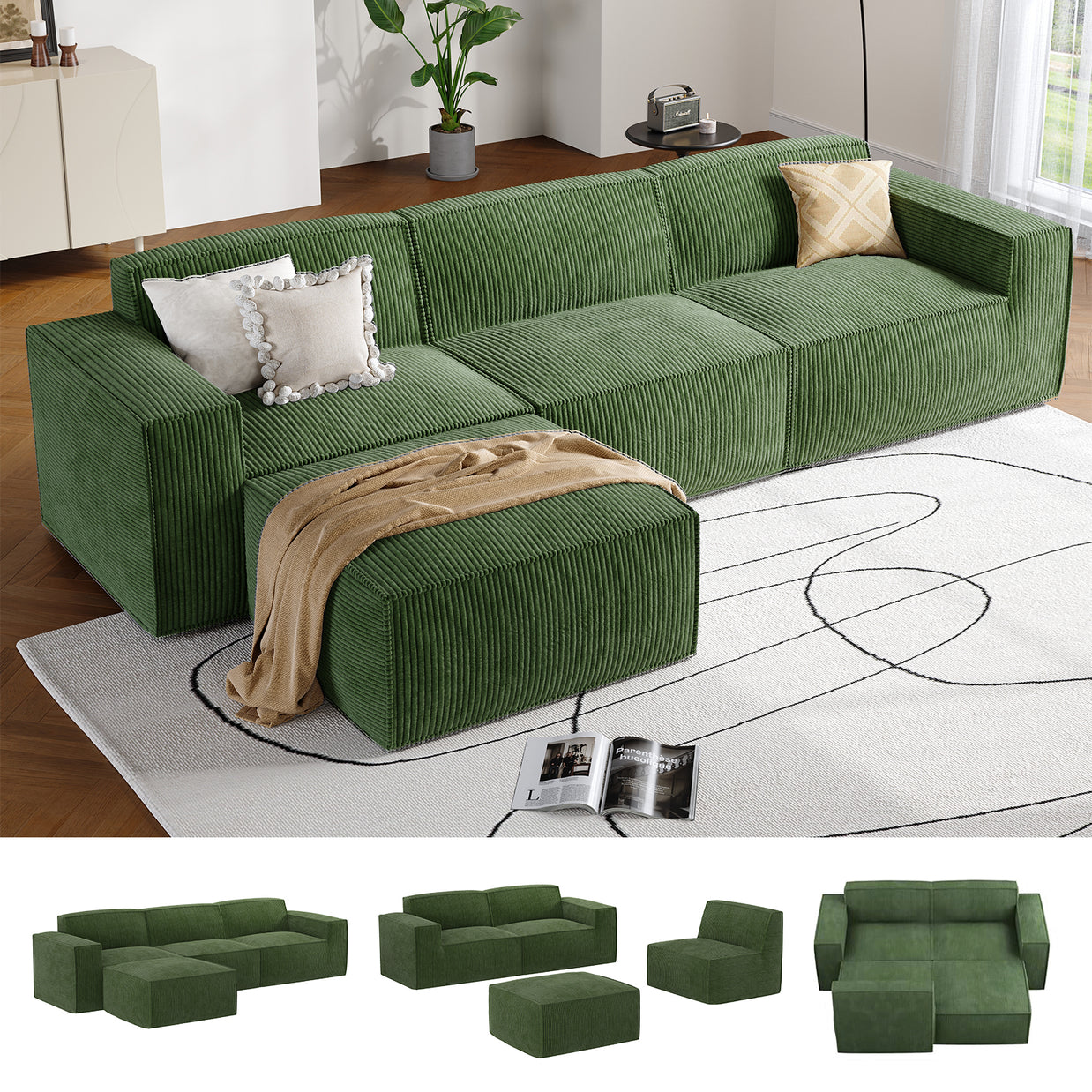BAYCLARA Urban Nest Modular Sofa - Green
