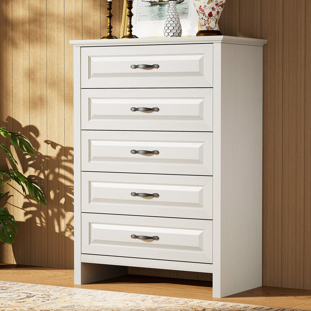BAYCLARA Pearl White Dresser,5–8 Drawer Storage Chest