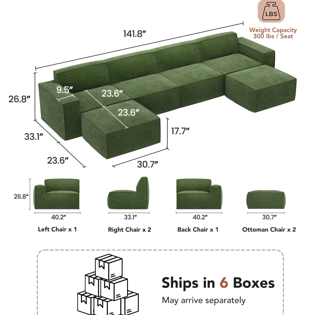 BAYCLARA Urban Nest Modular Sofa - Green