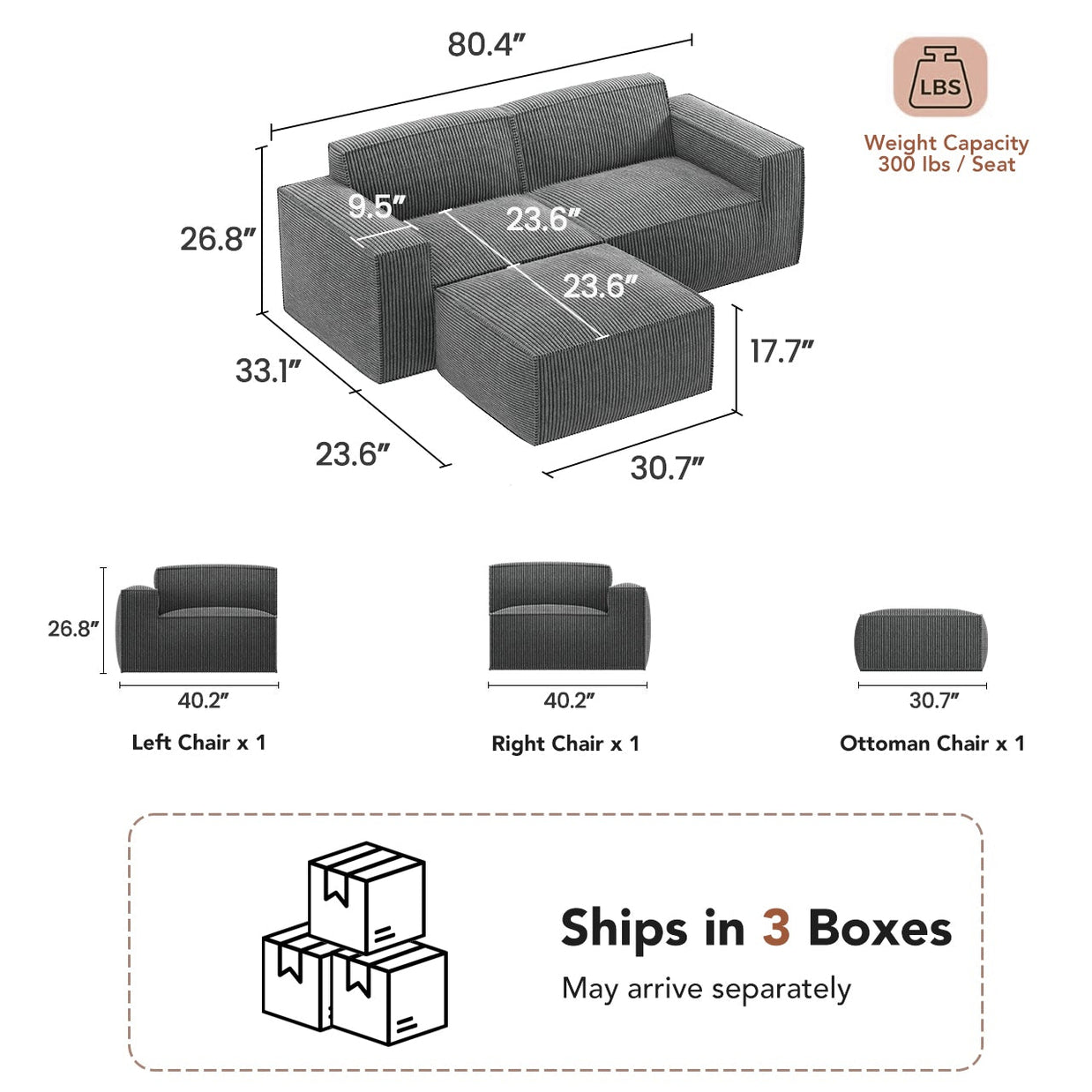 BAYCLARA Urban Nest Modular Sofa - Grey