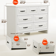 BAYCLARA Pearl White Dresser,5–8 Drawer Storage Chest