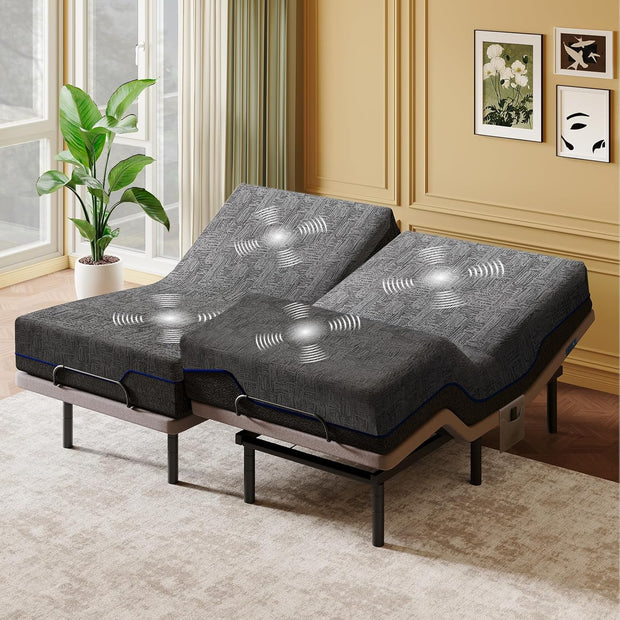 BAYCLARA Adjustable Bed Frame with Massage & Luxury Mattress Set