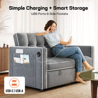 BAYCLARA 3-in-1 Sleeper Sofa Bed - Grey