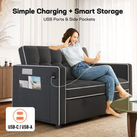 BAYCLARA 3-in-1 Sleeper Sofa Bed - Black