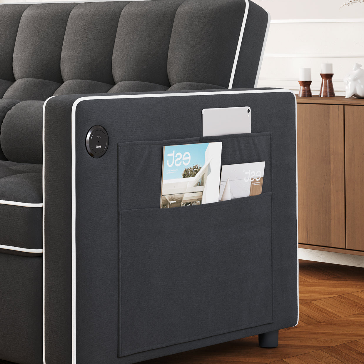 BAYCLARA 3-in-1 Sleeper Sofa Bed - Black