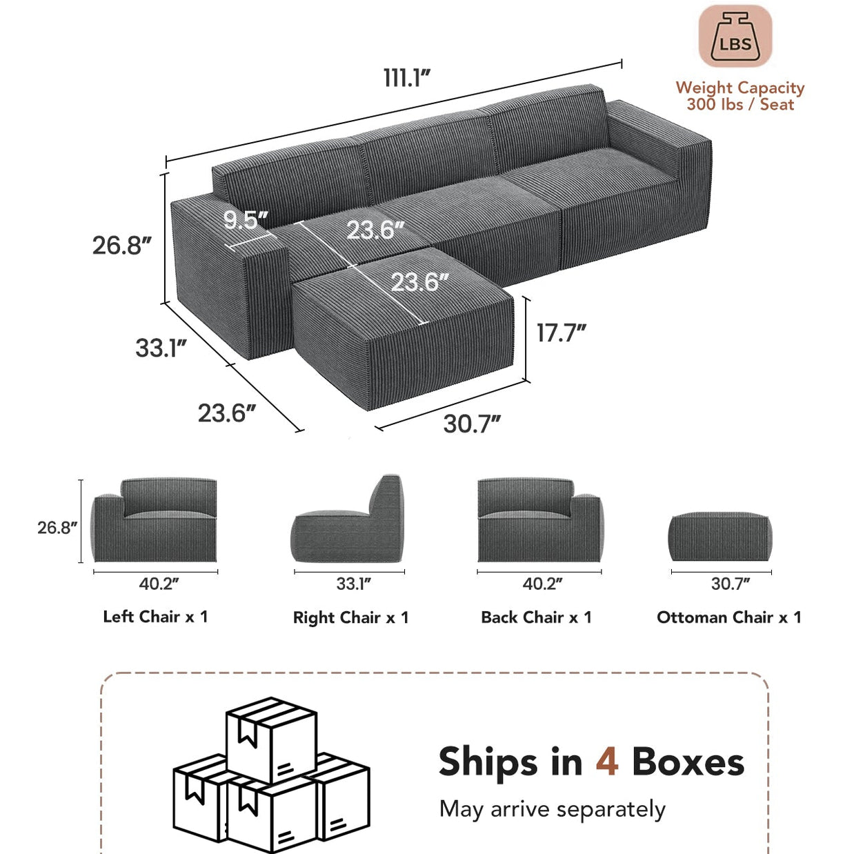 BAYCLARA Urban Nest Modular Sofa - Grey