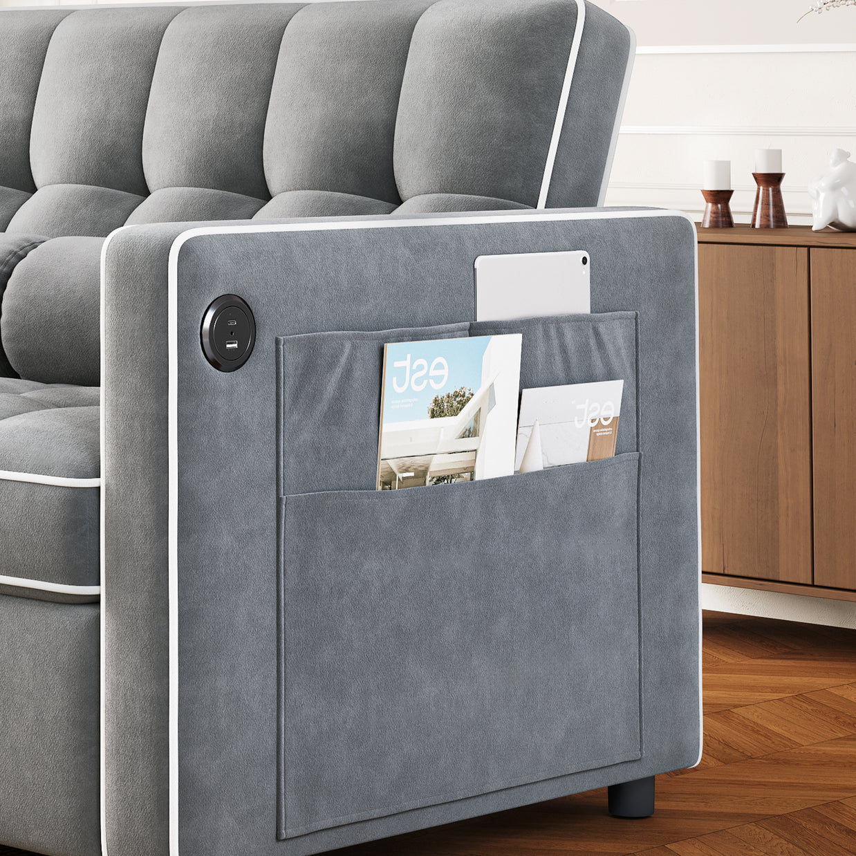 BAYCLARA 3-in-1 Sleeper Sofa Bed - Grey
