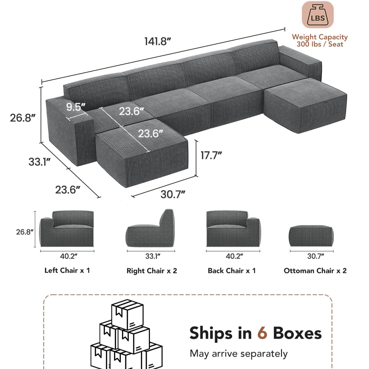 BAYCLARA Urban Nest Modular Sofa - Grey