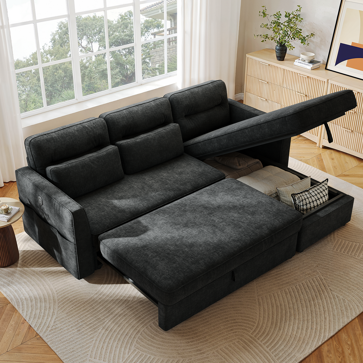 Bayclara Compact Luxury Sectional Sofa Bed