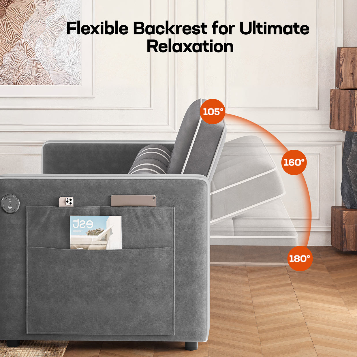 BAYCLARA 3-in-1 Sleeper Sofa Bed - Grey