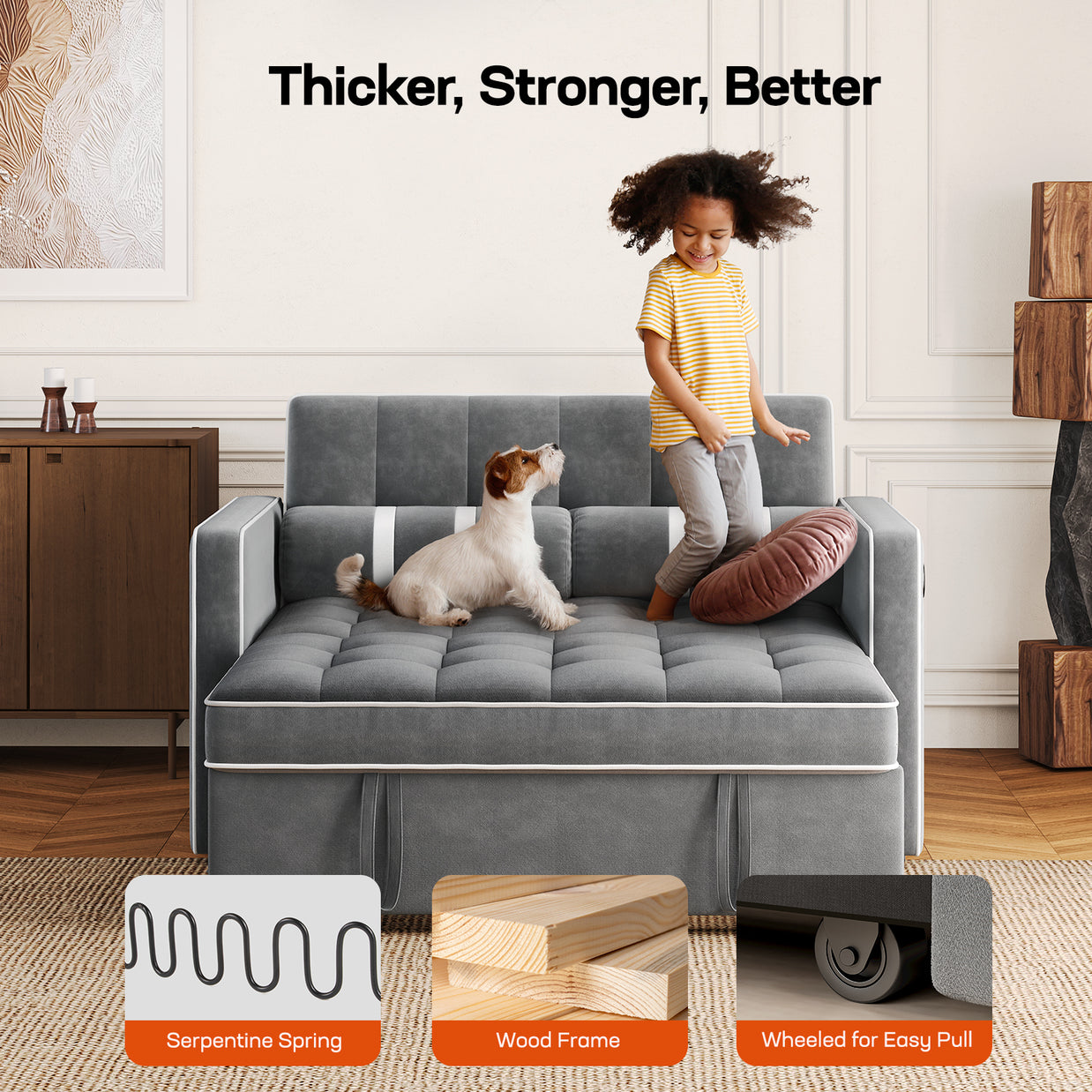 BAYCLARA 3-in-1 Sleeper Sofa Bed - Grey