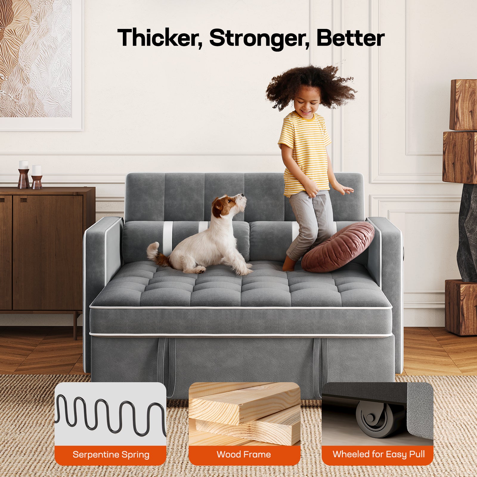 BAYCLARA 3-in-1 Sleeper Sofa Bed - Grey