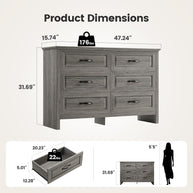BAYCLARA Pearl Dresser,6 Drawer
