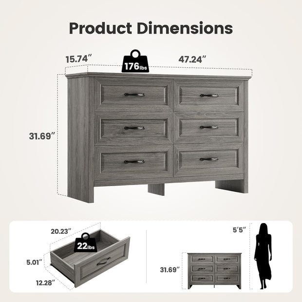 BAYCLARA Pearl Dresser,6 Drawer