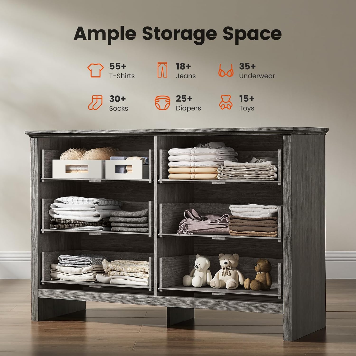 BAYCLARA Pearl Dresser,6 Drawer