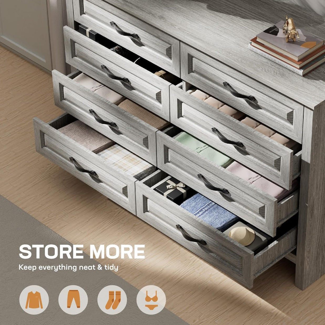 BAYCLARA Pearl Dresser,8 Drawer