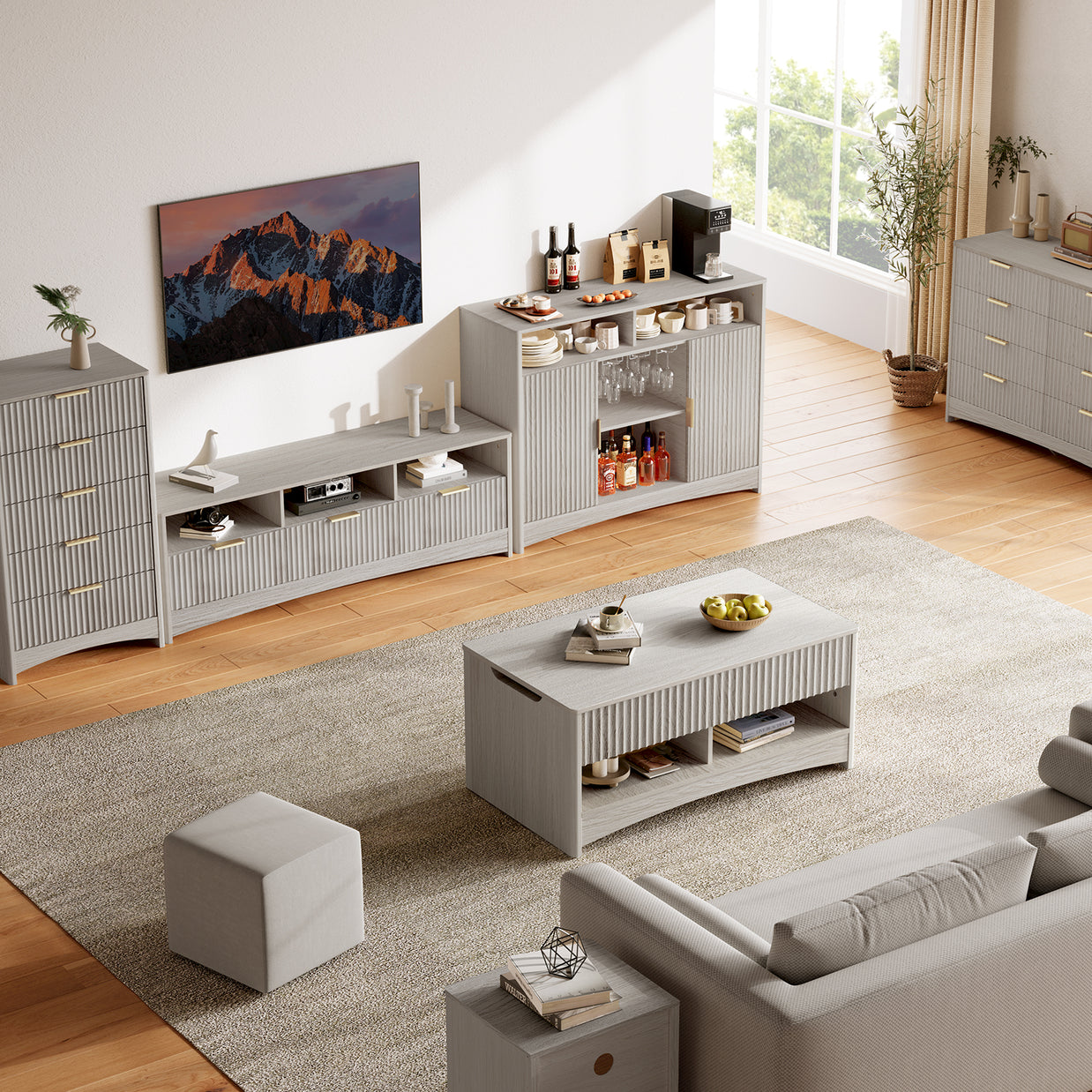 BAYCLARA Urban Grey Dresser,5–8 Drawer Storage Chest