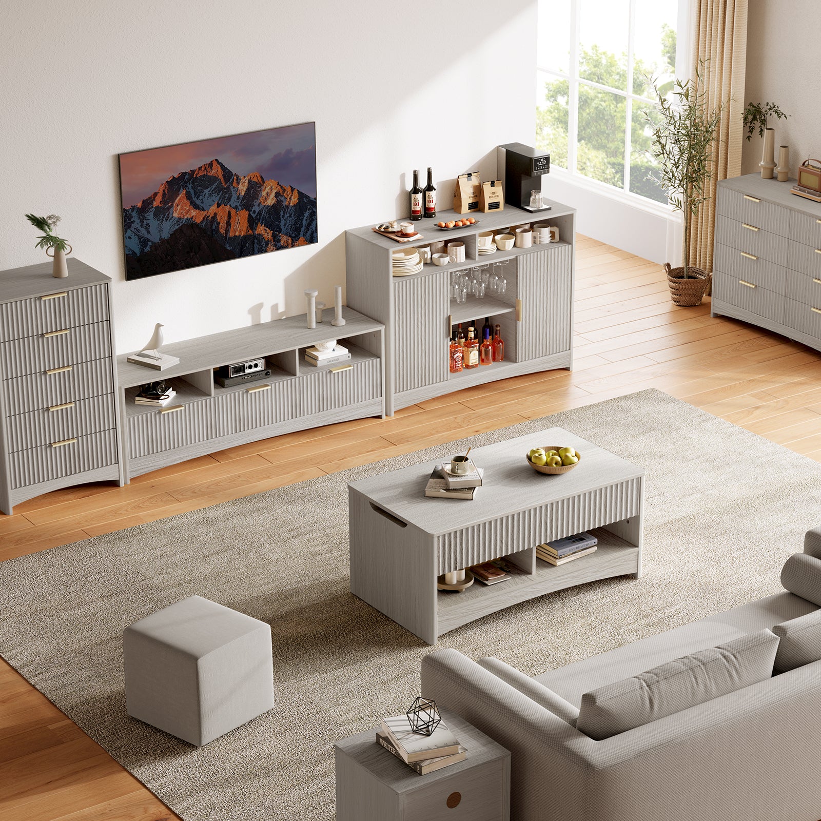 BAYCLARA Urban Grey Dresser,5–8 Drawer Storage Chest