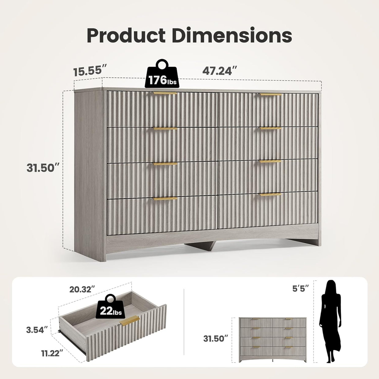 BAYCLARA Urban Dresser,8 Drawer