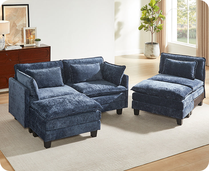 BAYCLARA 111.5“ U Shaped Modular Chenille Sectional Sofa Couch