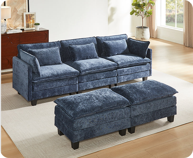 BAYCLARA 111.5“ U Shaped Modular Chenille Sectional Sofa Couch