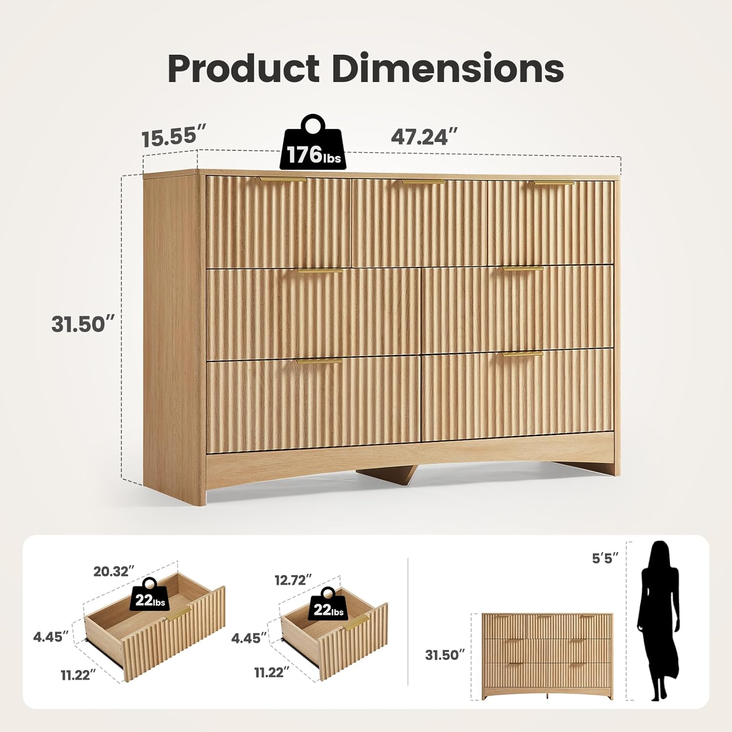 BAYCLARA Urban Dresser,7 Drawer