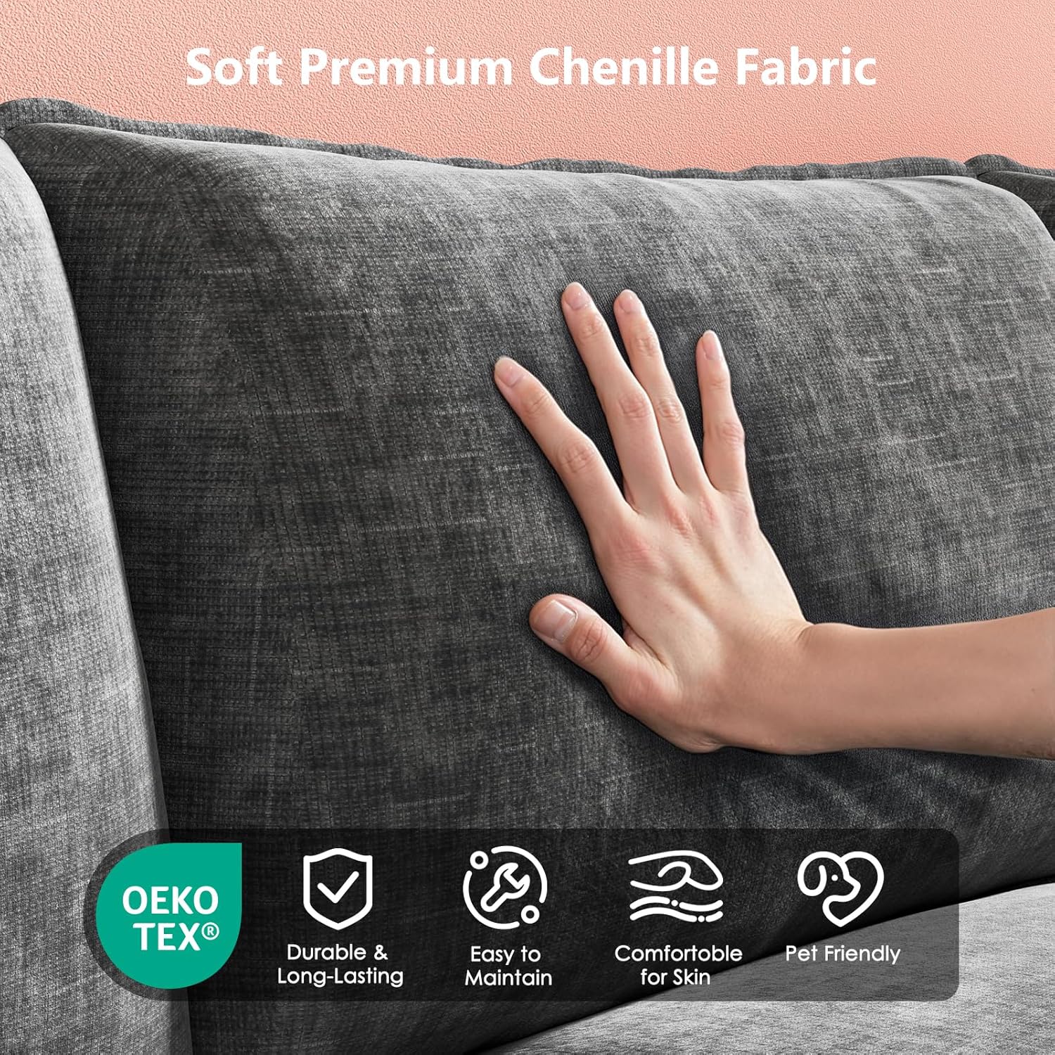 BAYCLARA 111.5“ U Shaped Modular Chenille Sectional Sofa Couch