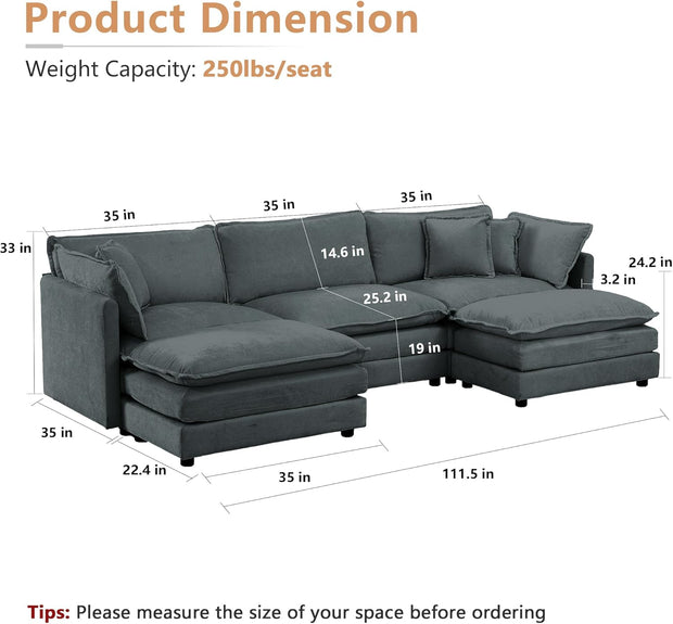 BAYCLARA Modular Chenille Sectional Sofa