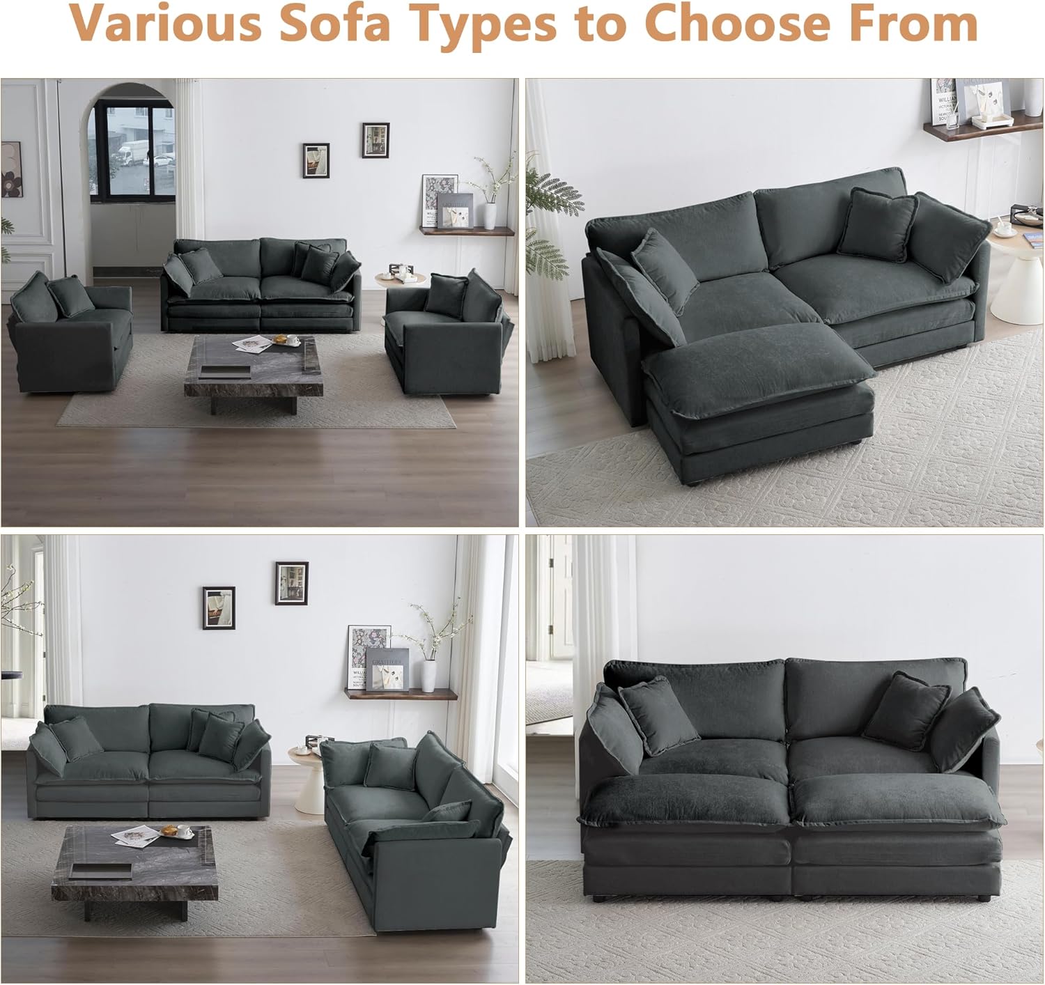 BAYCLARA Modular Chenille Sectional Sofa