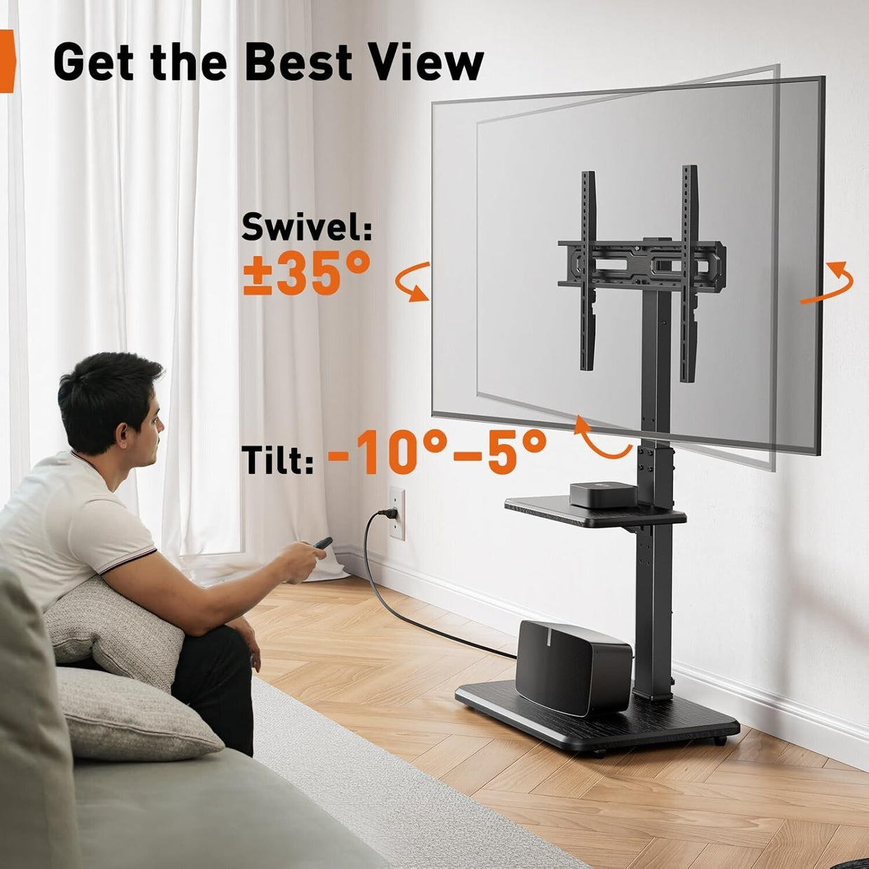 BAYCLARA Floor TV Stand with Power Outlet for 32-75‘’ TVs