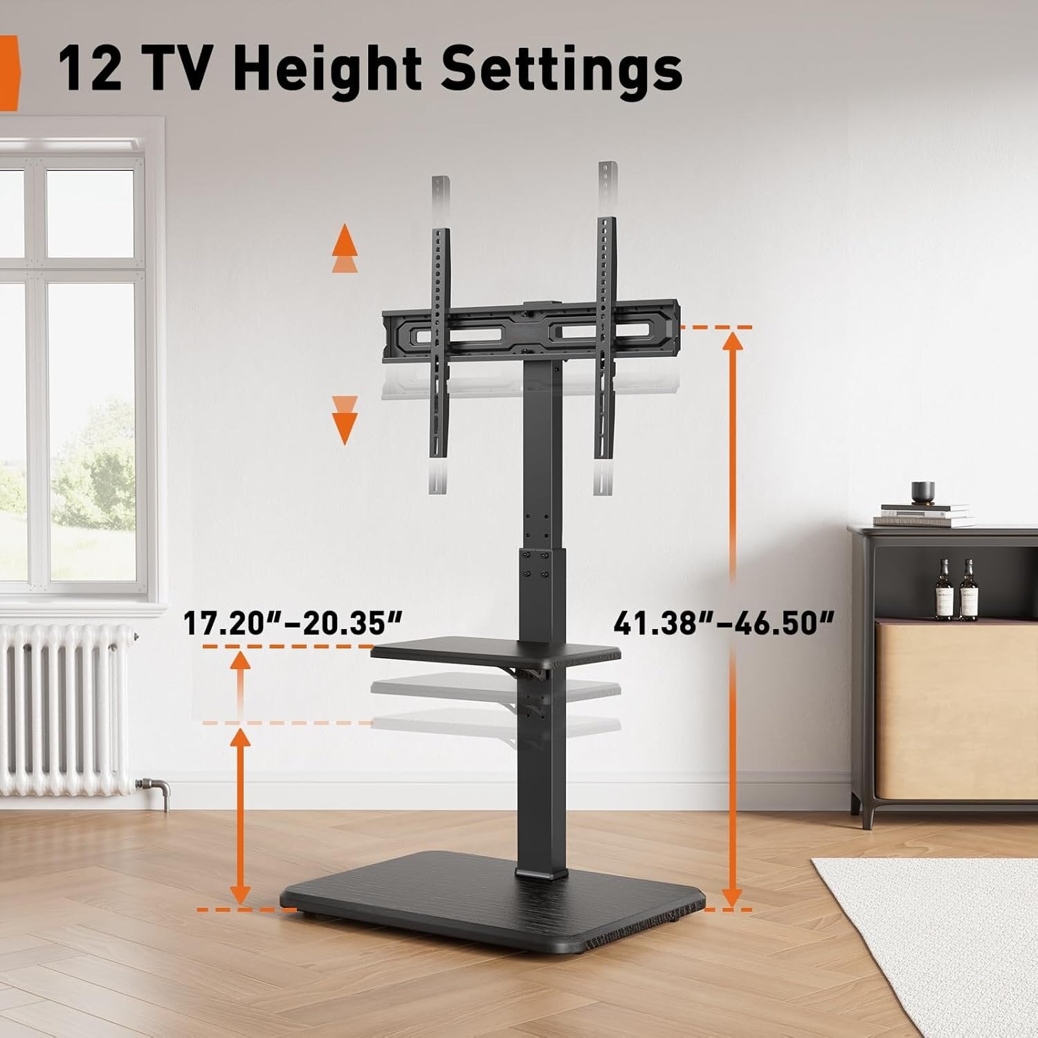 BAYCLARA Floor TV Stand with Power Outlet for 32-75‘’ TVs