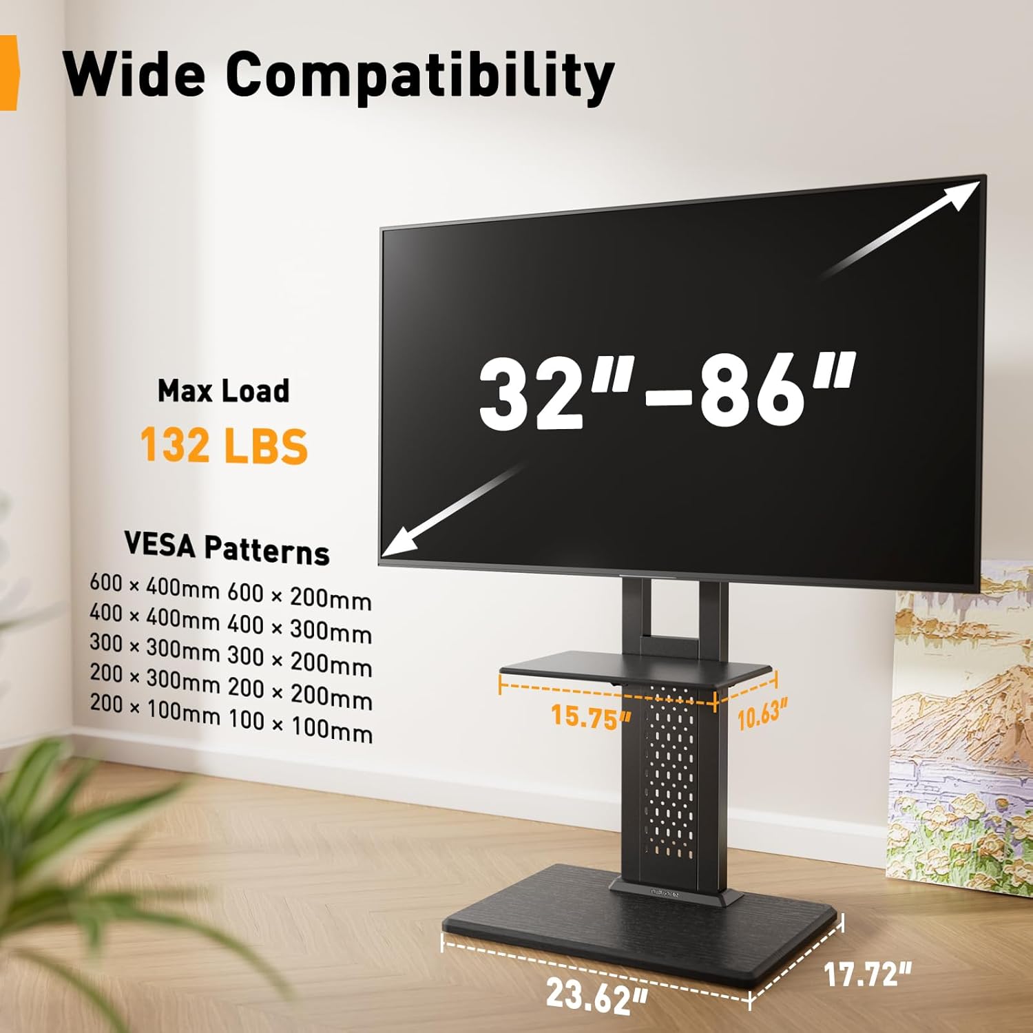 BAYCLARA Floor TV Stand with Mount for 32-86