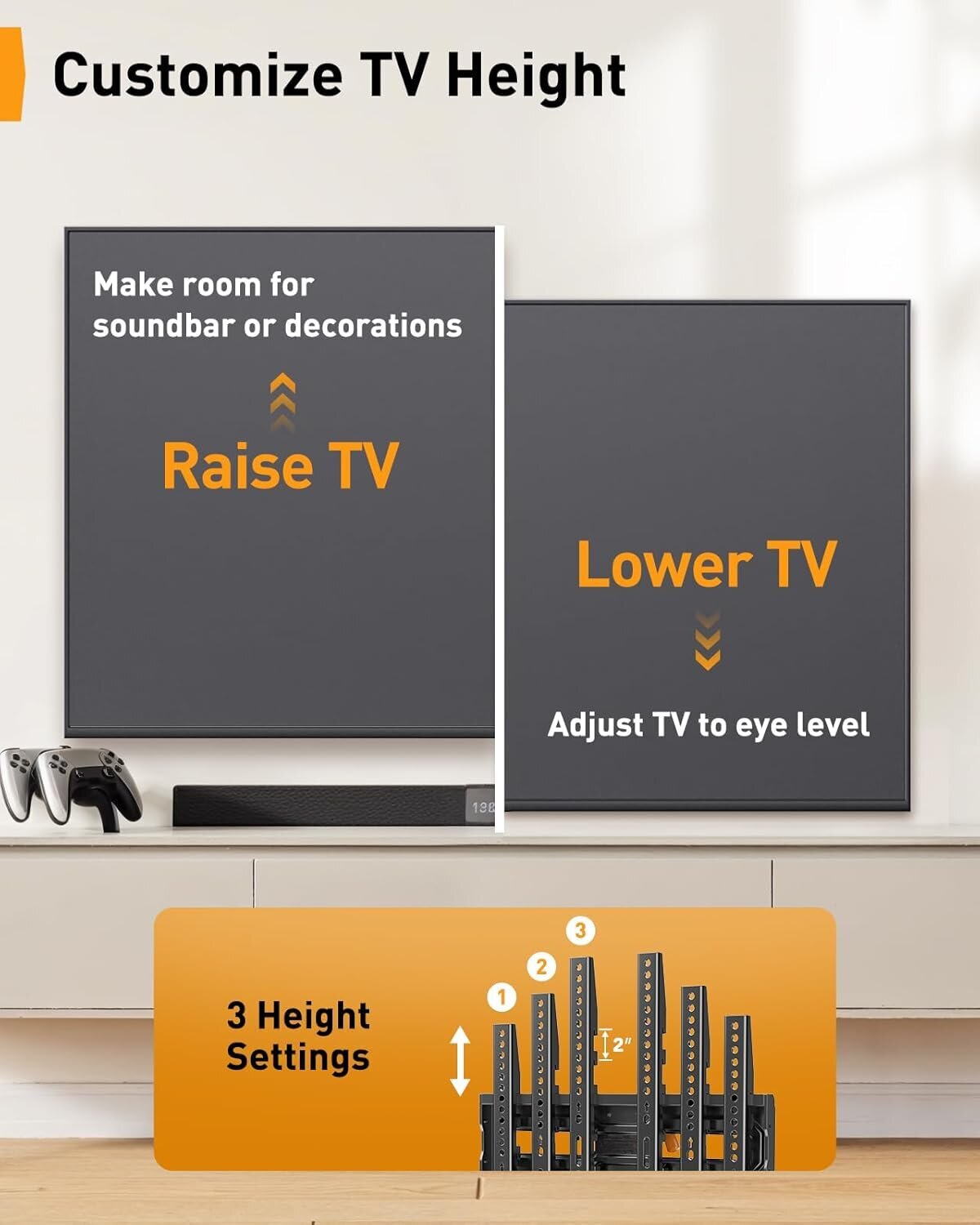 BAYCLARA Full Motion TV Wall Mount for 32-69'' TV