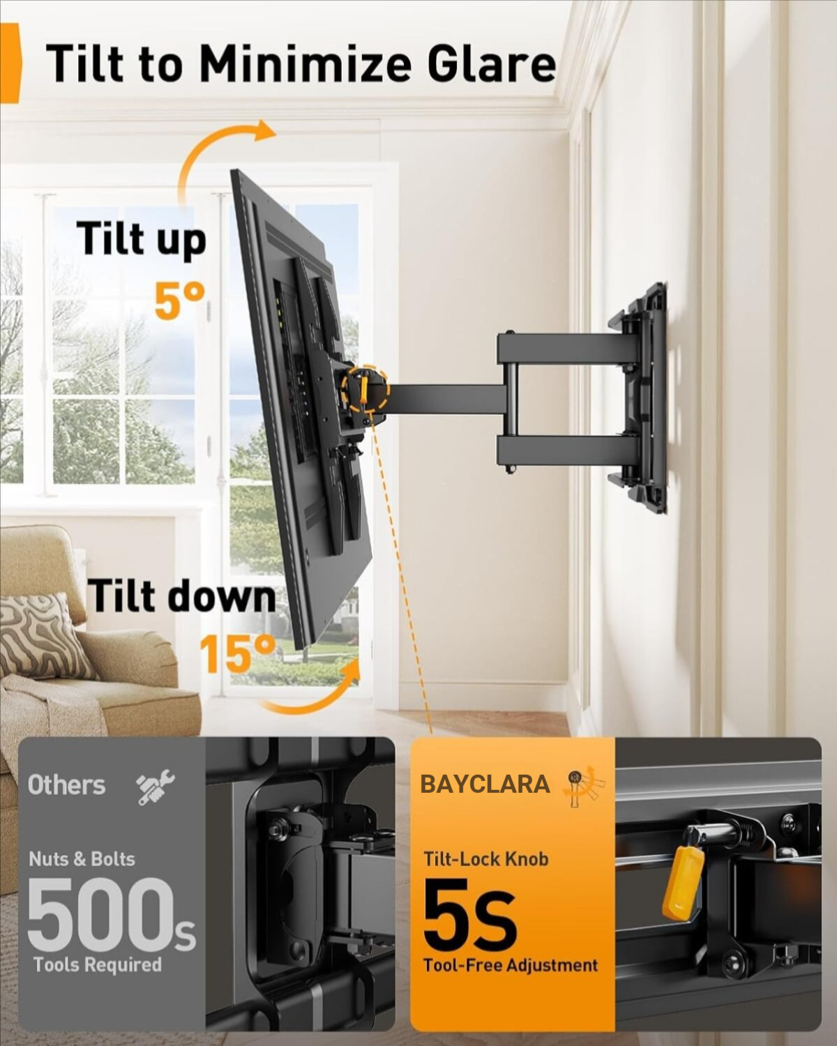 BAYCLARA Full Motion TV Wall Mount for 32-69'' TV