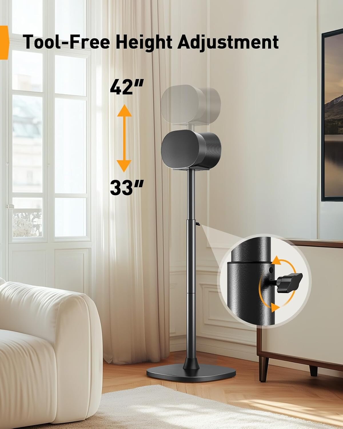 BAYCLARA Speaker Stand for Sonos Era 300, Adjustable Height 33-42”