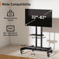 BAYCLARA Rolling TV Stand for 32-82'' Flat/Curved LED/LCD/OLED TVs