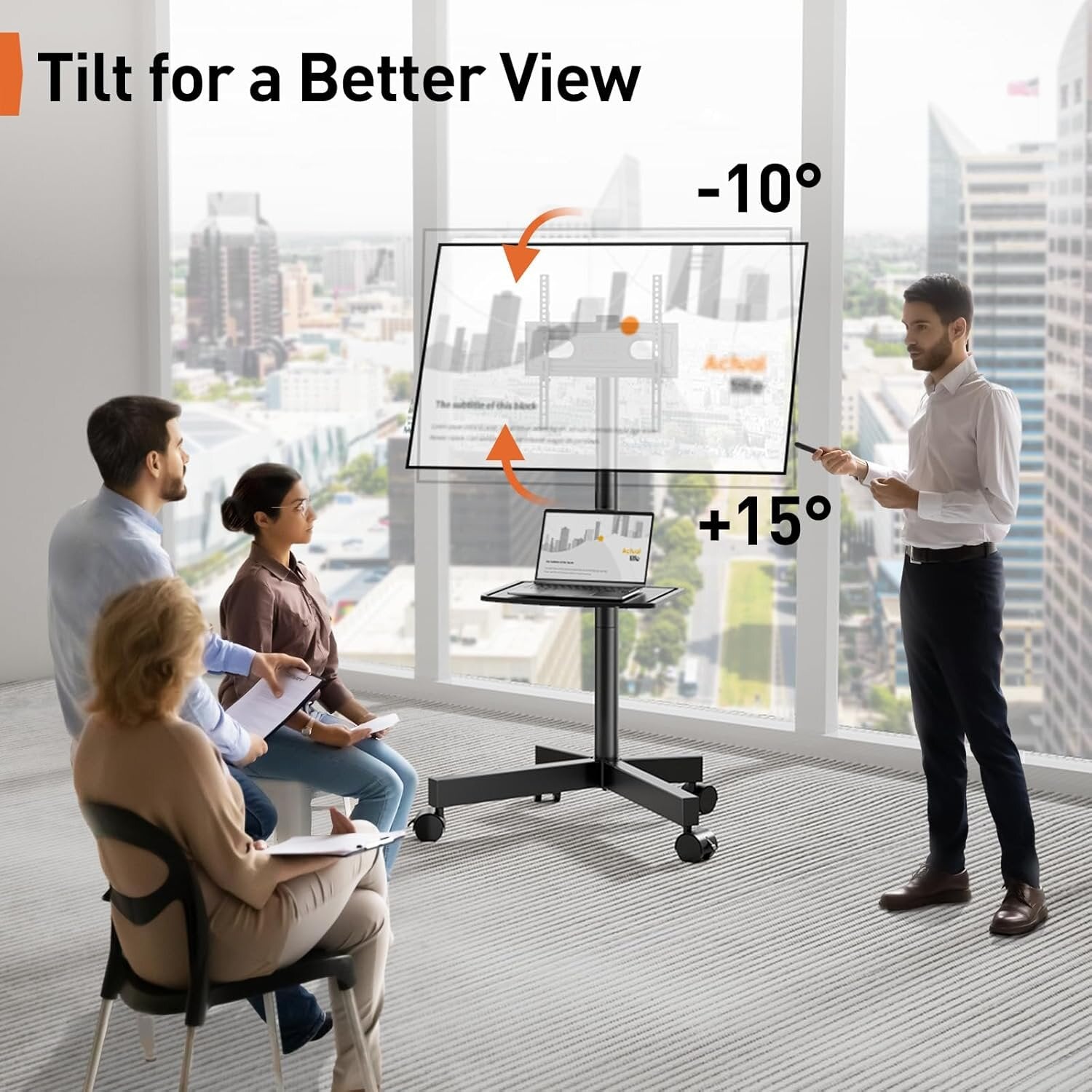 BAYCLARA Rolling TV Stand for 23-60'' LED Flat Screen/Curved TVs