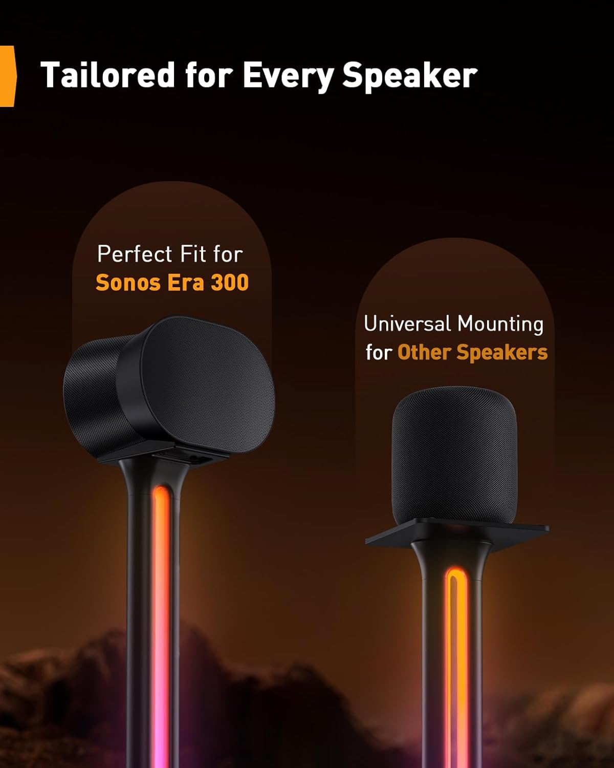 BAYCLARA Speaker Stands Pair Sonicbeam™ with RGB Lighting for Sonos Era 300