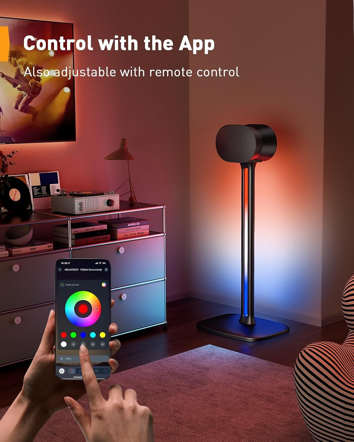 BAYCLARA Speaker Stands Pair Sonicbeam™ with RGB Lighting for Sonos Era 300