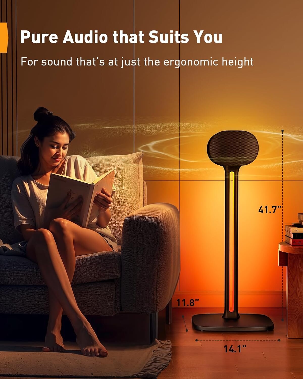 BAYCLARA Speaker Stands Pair Sonicbeam™ with RGB Lighting for Sonos Era 300