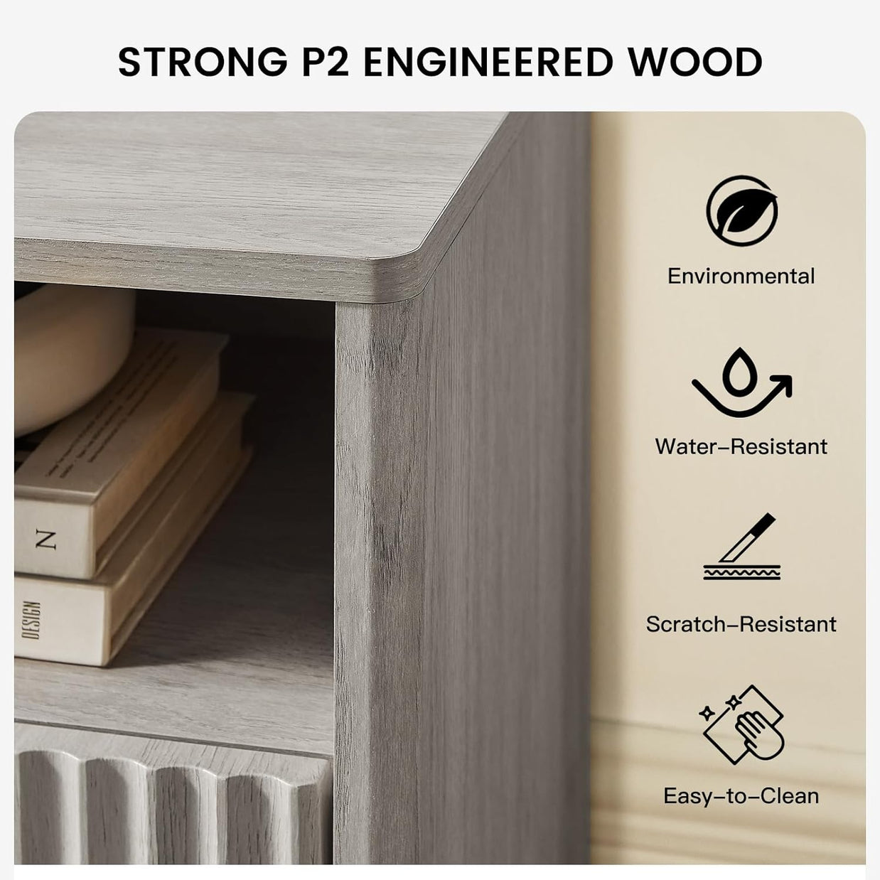 BAYCLARA Urban Oak TV Stand for 50-65" TV - Grey