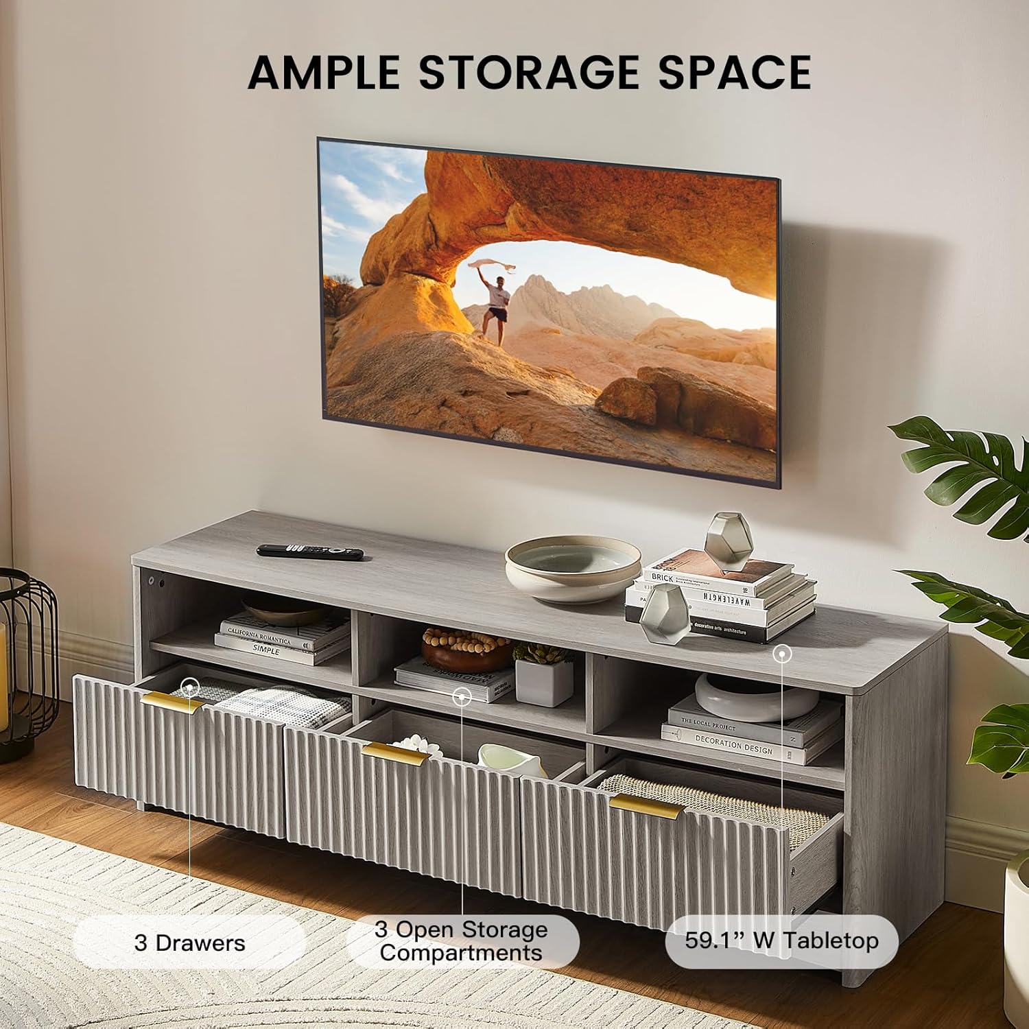 BAYCLARA Urban Oak TV Stand for 50-65