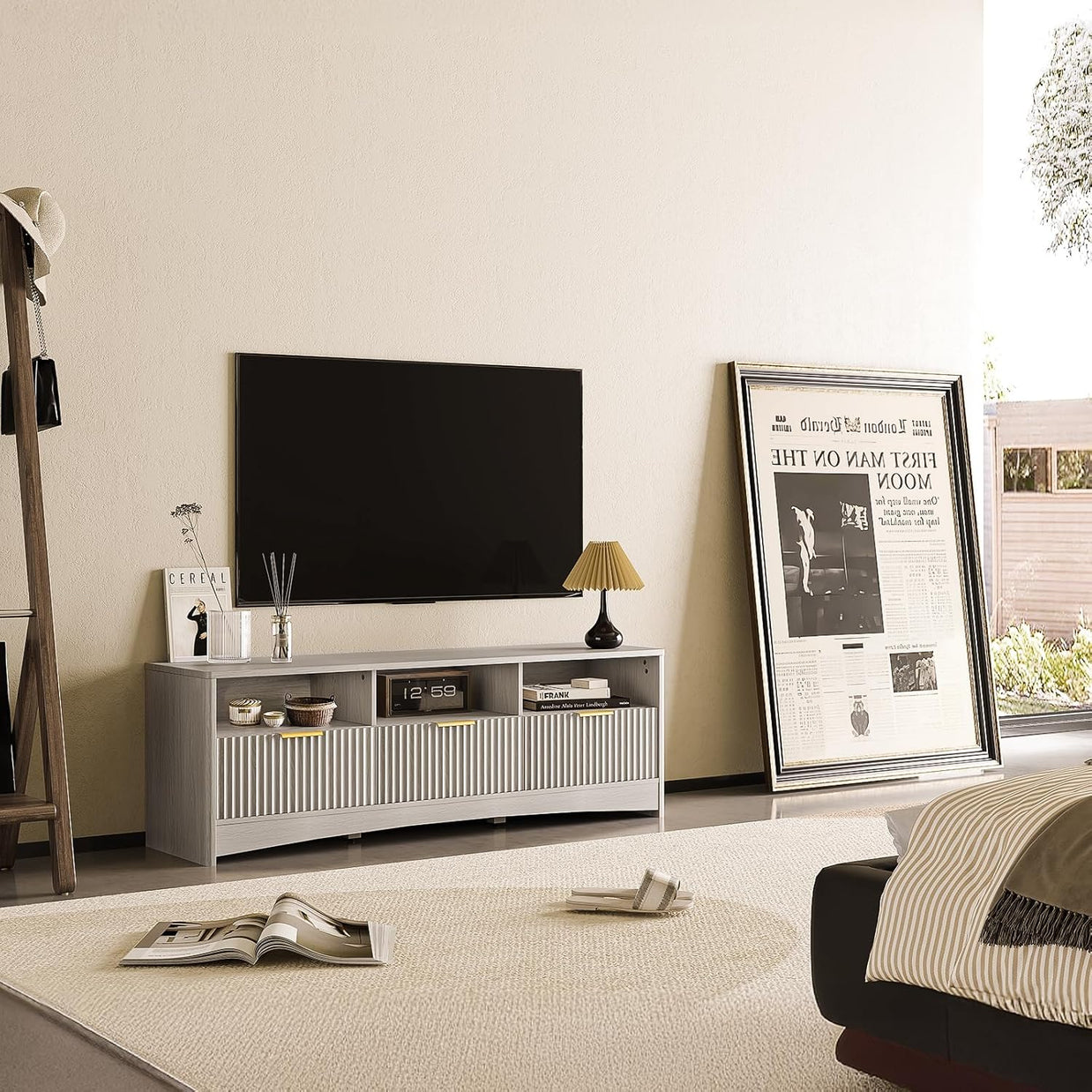 BAYCLARA Urban Oak TV Stand for 50-65" TV - Grey