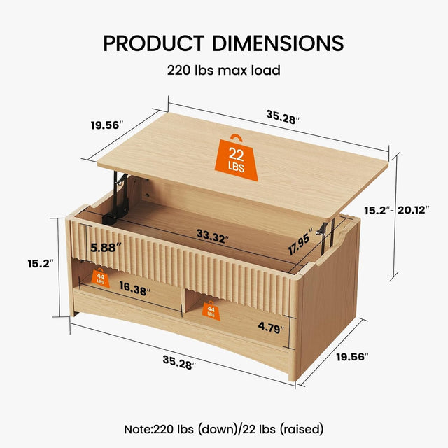 BAYCLARA Oak Lift Top Coffee Table
