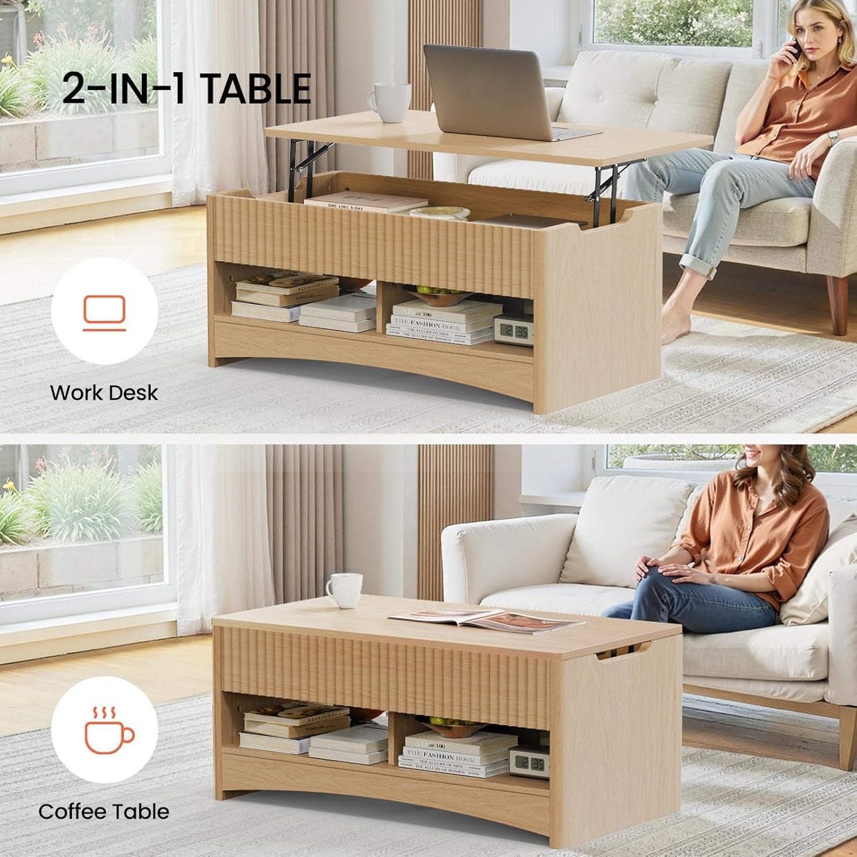 BAYCLARA Oak Lift Top Coffee Table